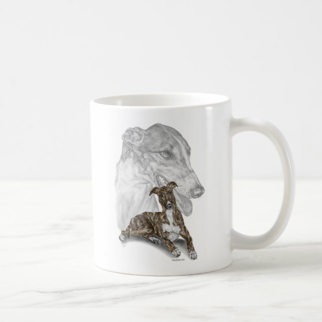 Brindle Greyhound Hund Art Kaffemugg (Höger)