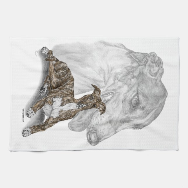 Brindle Greyhound Hund Art Kökshandduk (Horisontell)