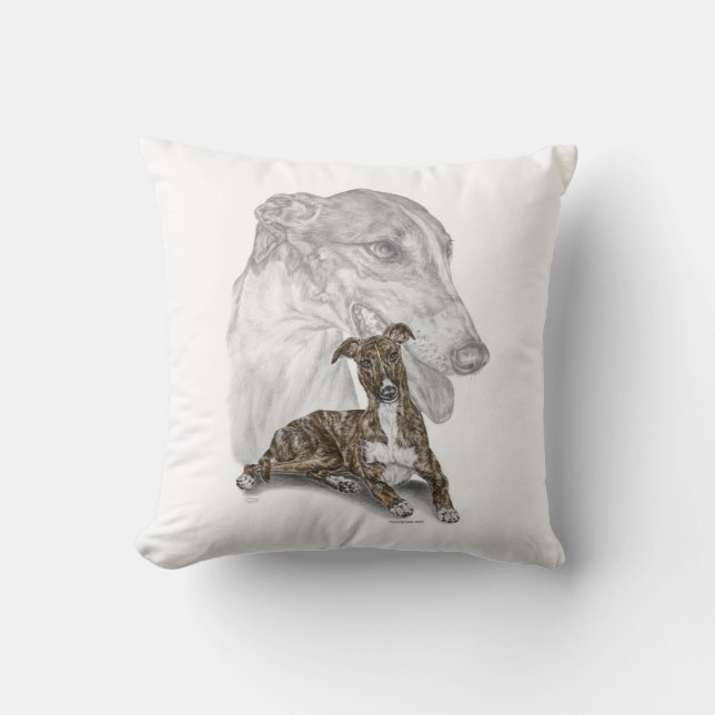 Brindle Greyhound Hund Art Kudde (Framsida)
