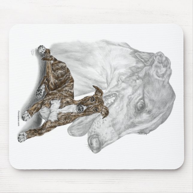 Brindle Greyhound Hund Art Musmatta (Framsidan)