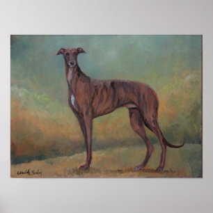 Brindle Greyhound Hund Art Poster