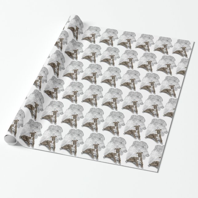Brindle Greyhound Hund Art Presentpapper (Utrullad)