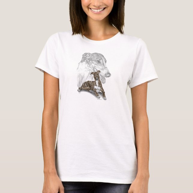 Brindle Greyhound Hund Art T-shirt (Framsida)