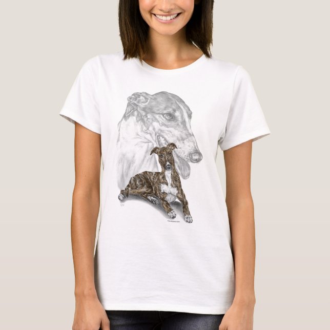 Brindle Greyhound Hund Art Tee (Framsida)