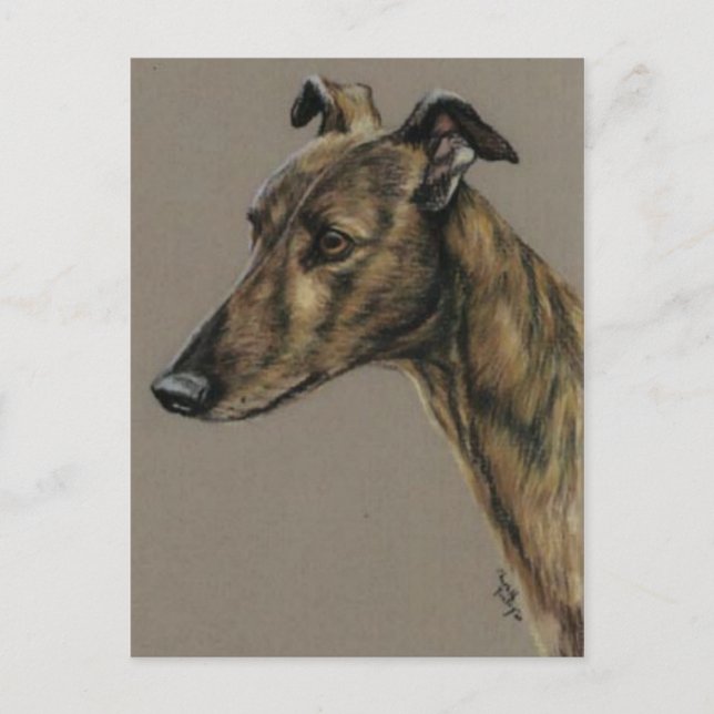 "Brindle Greyhound" Hundkonst vykort (Framsida)
