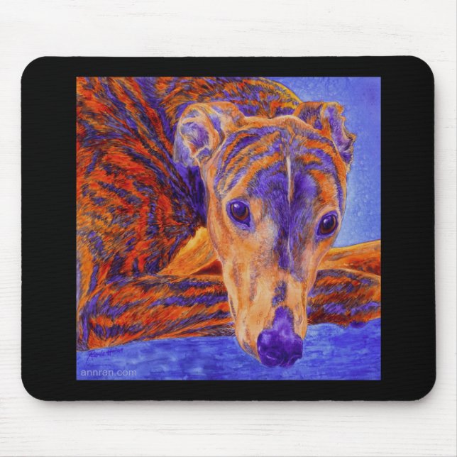 Brindle Greyhound Mousepad - "Ace" Musmatta (Framsidan)