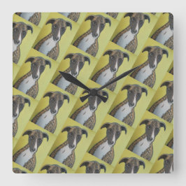 Brindle Greyhound Wall Clock Fyrkantig Klocka