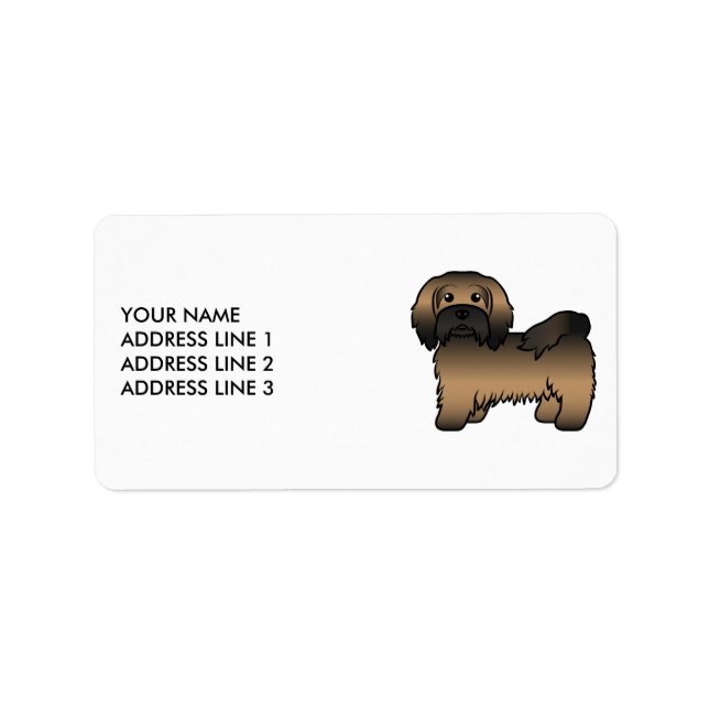 Brindle Havanese Cute Tecknad hund & Anpassningsba Adressetikett (Framsidan)