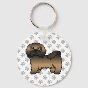 Brindle Havanese Cute Tecknad hund Illustration Nyckelring