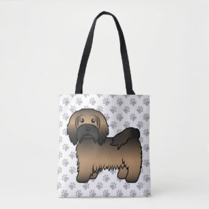 Brindle Havanese Söt Tecknad Hund & Tassar Tygkasse