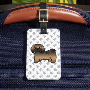 Brindle Havanesiska Söt Tecknad Hund & Anpassad Te Bagagebricka