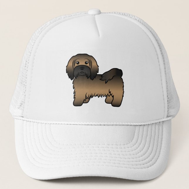 Brindle Havanesiskt Söt Tecknad Hundillustration Keps (Framsida)