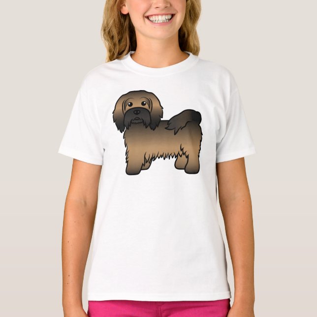 Brindle Havanesiskt Söt Tecknad Hundillustration T Shirt (Framsida)