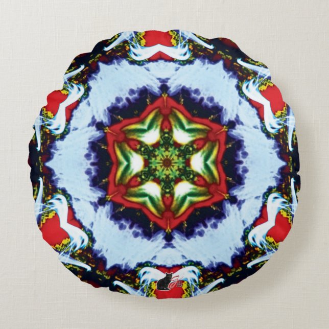 Brindle Kaleidoscope Rund Kudde (Framsidan)