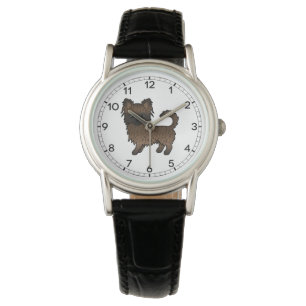 Brindle Long Coat Chihuahua Söt Tecknad Hund Armbandsur