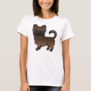 Brindle Long Coat Chihuahua Söt Tecknad Hund T Shirt