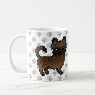 Brindle Long Coat Chihuahua Tecknad Hund & Tassar Kaffemugg