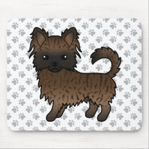 Brindle Long Coat Chihuahua Tecknad Hund & Tassar Musmatta