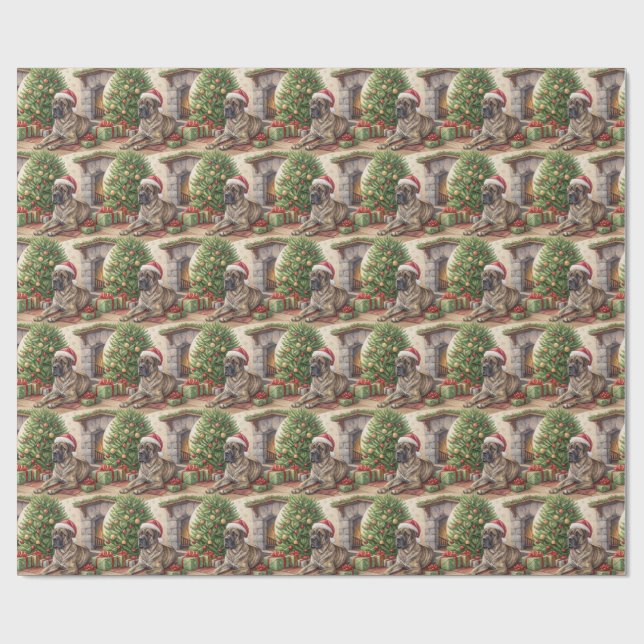 Brindle Mastiff Christmas Wrapping Paper Presentpapper (Platt)
