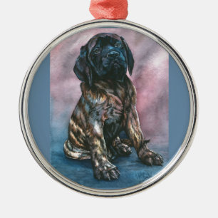 Brindle Mastiff för baby Julgransprydnad Metall