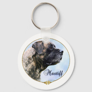 Brindle Mastiffporträtt Keychain Nyckelring