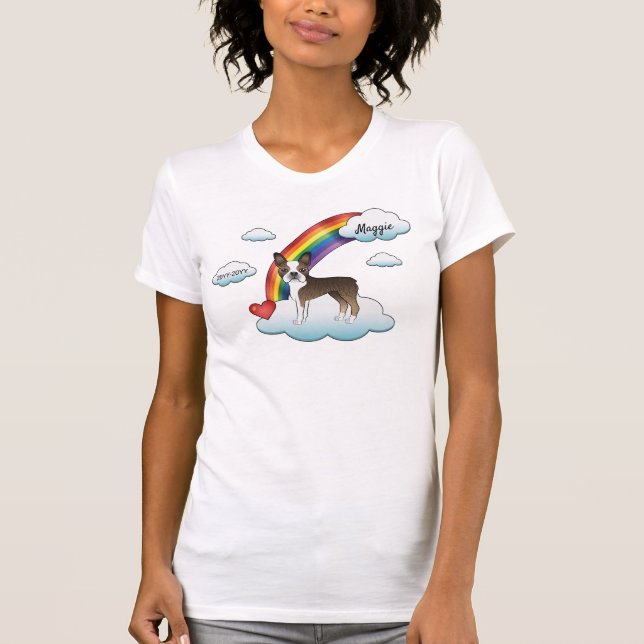 Brindle och vit Boston Terrier Regnbågsminne T Shirt (Framsida)