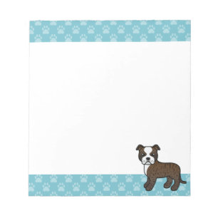 Brindle och vit Staffordshire Bull Terrier hund Anteckningsblock