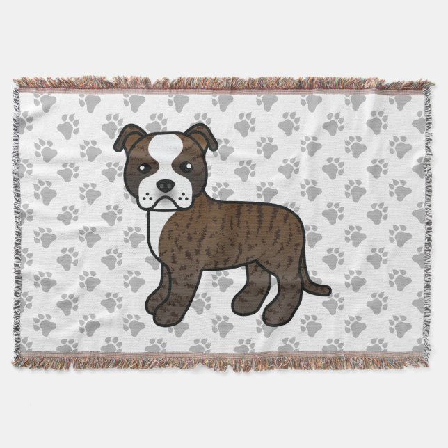 Brindle och vit Staffordshire Bull Terrier hund Filt (Framsidan)