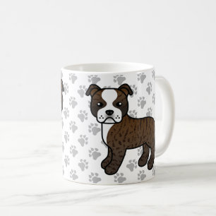 Brindle och vit Staffordshire Bull Terrier Hund Kaffemugg