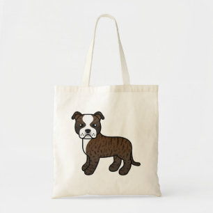 Brindle och vit Staffordshire Bull Terrier hund Tygkasse