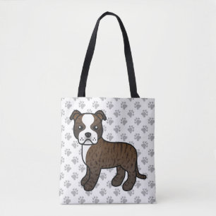 Brindle och vit Staffordshire Bull Terrier Hund Tygkasse
