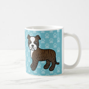 Brindle Och Vit Staffordshire Bullterrier Kaffemugg