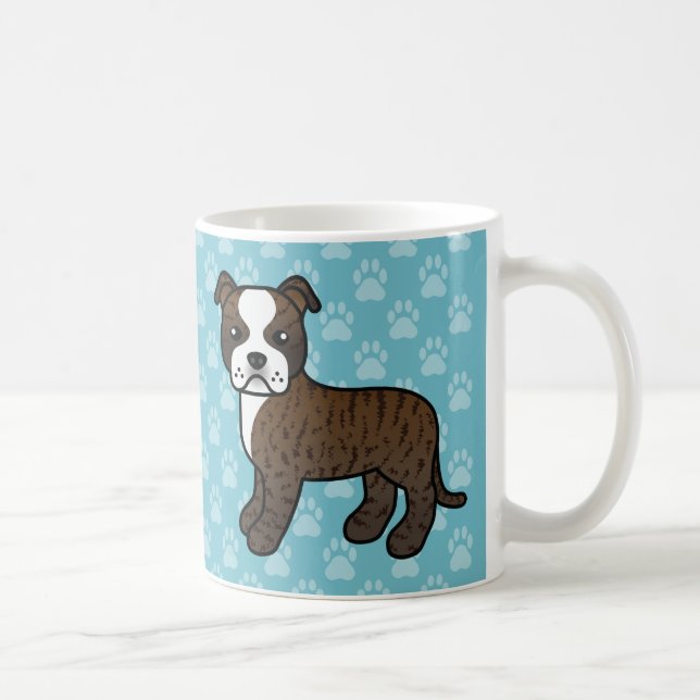 Brindle Och Vit Staffordshire Bullterrier Kaffemugg (Höger)