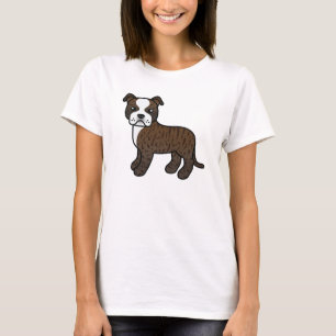 Brindle Och Vit Staffordshire Bullterrier T Shirt