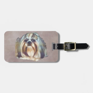 Brindle och vitShih Tzu hund Bagagebricka