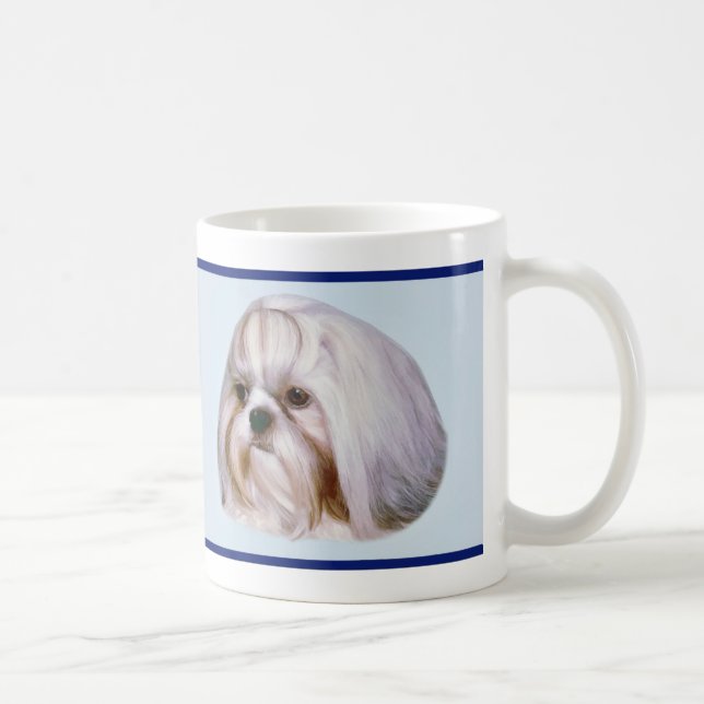 Brindle och vitShih Tzu hund Mugg (Höger)