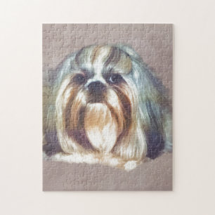 Brindle och vitShih Tzu hund Pussel