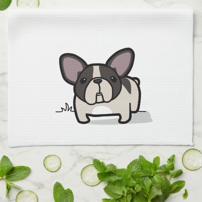Brindle Pied Frenchie Kökshandduk (Vikta)