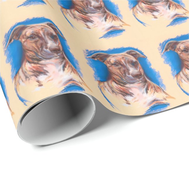 Brindle Pit Bull Dog Presentpapper (Rullad Hörn)