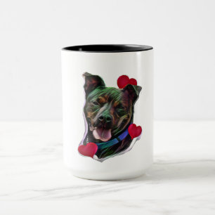Brindle Pit Bull Stviddshire Heart Mugg