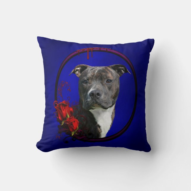 Brindle pitbull med ro kudde (Framsida)