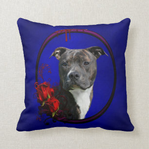 Brindle pitbull med ro kudde
