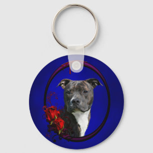 Brindle pitbull med ro nyckelring