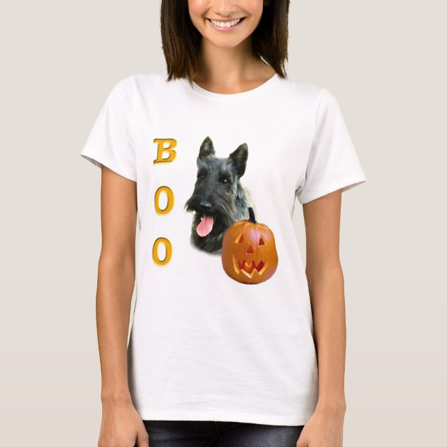 Brindle Scottish Terrier Boo T Shirt (Framsida)