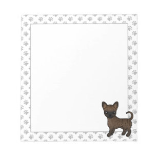 Brindle Smooth Coat Chihuahua Tecknad Hund & Tassa Anteckningsblock