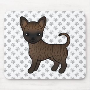 Brindle Smooth Coat Chihuahua Tecknad Hund & Tassa Musmatta