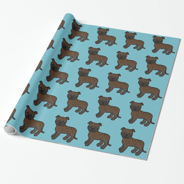 Brindle Staffordshire Bull Terrier Hundmönster Presentpapper (Utrullad)