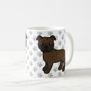 Brindle Staffordshire Bull Terrier Tecknad Hund Kaffemugg