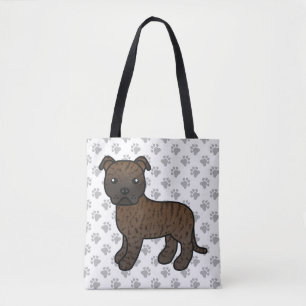 Brindle Staffordshire Bull Terrier Tecknad Hund Tygkasse