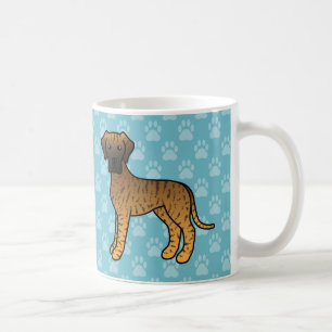 Brindle Tecknad Stor Dansk Dogge På Blå Kaffemugg